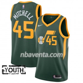 Camiseta Niños Utah Jazz Donovan Mitchell 45 2018-19 Nike Verde Swingman